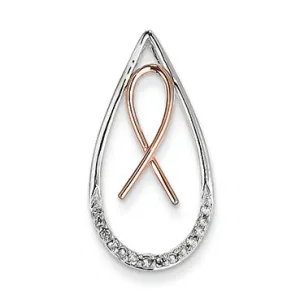 0.1 Carat 14K Gold Two-tone Diamond Awareness Ribbon in Teardrop Slide