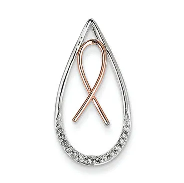 0.1 Carat 14K Gold Two-tone Diamond Awareness Ribbon in Teardrop Slide