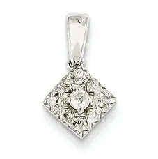 0.1 Carat 14K White Gold 0.1ct Diamond Square Pendant