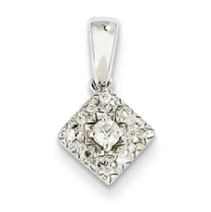 0.1 Carat 14K White Gold 0.1ct Diamond Square Pendant