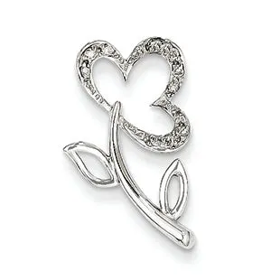 0.1 Carat 14K White Gold & Diamond Flower Pendant Slide