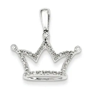 0.1 Carat 14K White Gold Diamond Crown Pendant