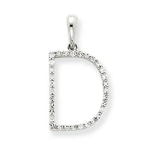 0.1 Carat 14K White Gold Diamond Initial D Pendant