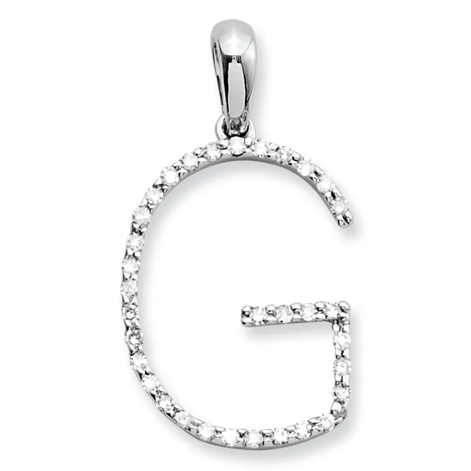 0.1 Carat 14K White Gold Diamond Initial G Pendant