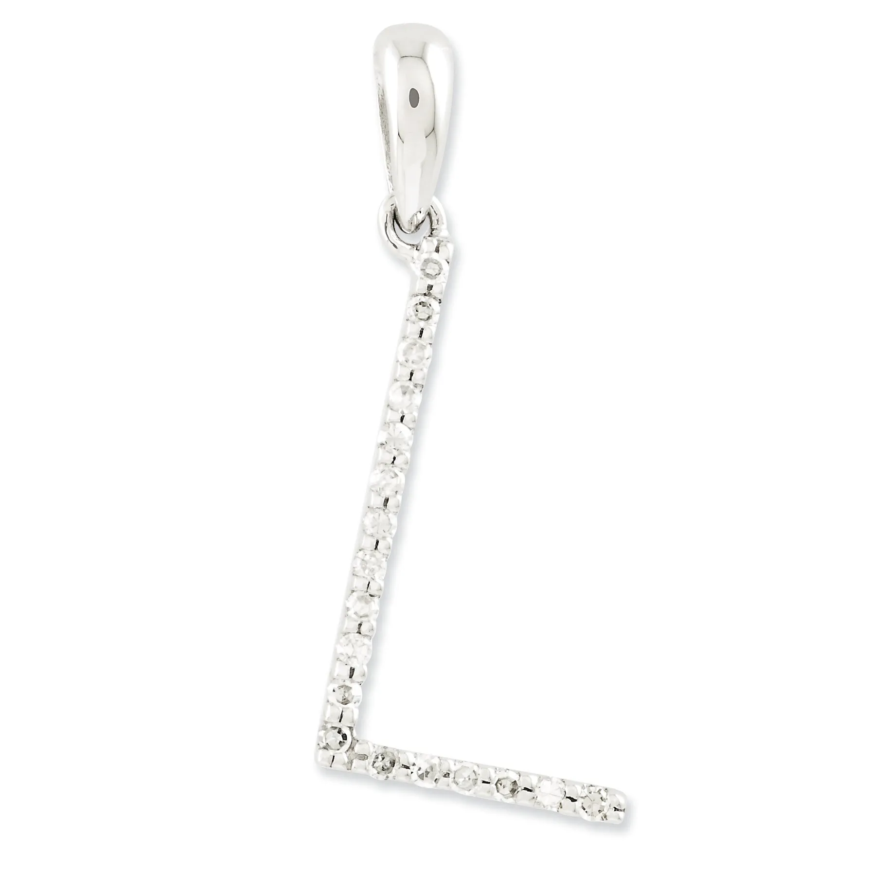 0.1 Carat 14K White Gold Diamond Initial L Pendant