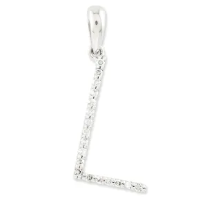0.1 Carat 14K White Gold Diamond Initial L Pendant