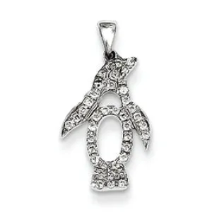 0.1 Carat 14K White Gold Diamond Penguin Pendant