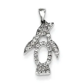 0.1 Carat 14K White Gold Diamond Penguin Pendant