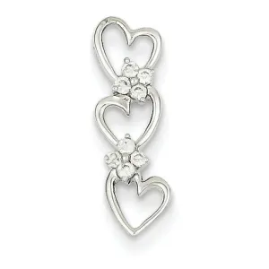 0.1 Carat 14K White Gold Diamond Triple Heart Pendant Slide