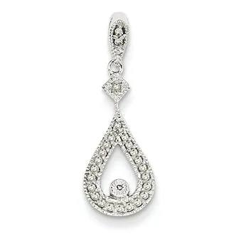 0.1 Carat 14K White Gold Diamond Vintage Teardrop Pendant