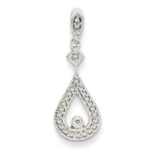 0.1 Carat 14K White Gold Diamond Vintage Teardrop Pendant