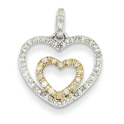 0.2 Carat 14K Gold Yellow & White Gold Diamond Heart Pendant