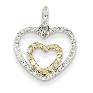 0.2 Carat 14K Gold Yellow & White Gold Diamond Heart Pendant