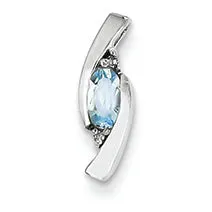 0.2 Carat 14K White Gold Diamond & Aquamarine Pendant
