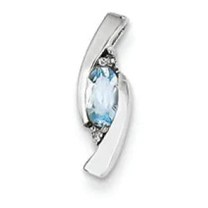 0.2 Carat 14K White Gold Diamond & Aquamarine Pendant