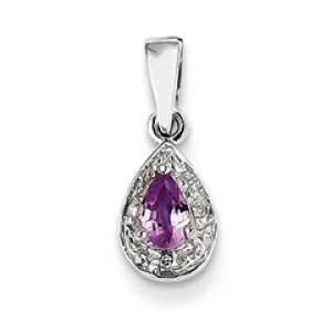 0.2 Carat 14K White Gold Diamond and Pink Sapphire Pendant