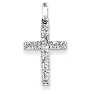 0.2 Carat 14K White Gold Diamond Small Cross Pendant