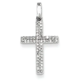 0.2 Carat 14K White Gold Diamond Small Cross Pendant