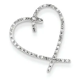 0.2 Carat 14K White Gold Quality Completed Diamond Vintage Heart Pendant