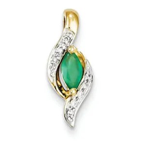 0.3 Carat 14K Gold Diamond & Emerald Pendant