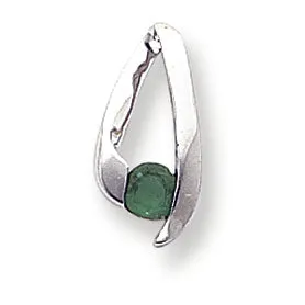 0.3 Carat 14K White Gold 4mm Emerald Pendant