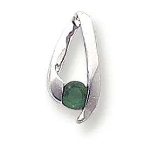 0.3 Carat 14K White Gold 4mm Emerald Pendant