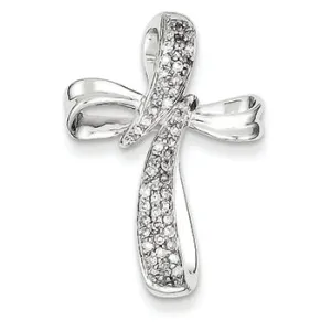 0.3 Carat 14K White Gold Diamond Cross Pendant Slide