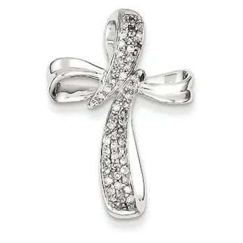 0.3 Carat 14K White Gold Diamond Cross Pendant Slide