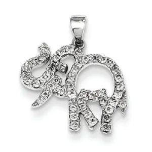 0.3 Carat 14K White Gold Diamond Elephant Pendant