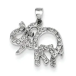 0.3 Carat 14K White Gold Diamond Elephant Pendant