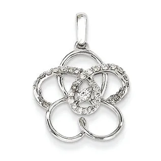 0.3 Carat 14K White Gold Diamond Flower Pendant
