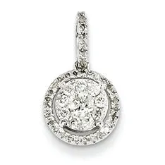 0.3 Carat 14K White Gold Diamond Round Pendant