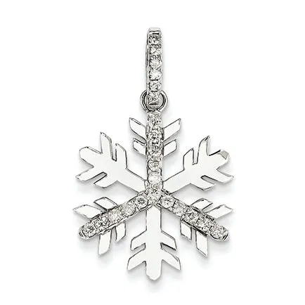 0.4 Carat 14K White Gold Diamond Large Snowflake Pendant