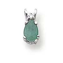 0.4 Carat 14K White Gold Emerald Diamond pendant