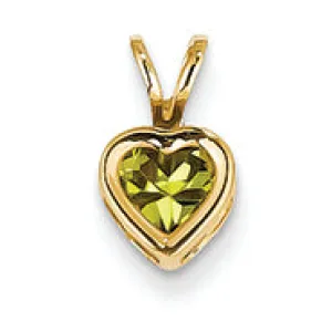 0.5 Carat 14K Gold 5mm Heart Peridot Bezel Pendant