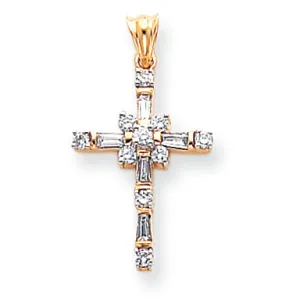 0.5 Carat 14K Gold & Rhodium Diamond Cross Pendant