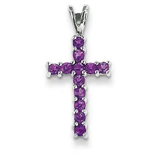 0.5 Carat 14K White Gold Amethyst Cross Pendant