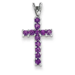 0.5 Carat 14K White Gold Amethyst Cross Pendant