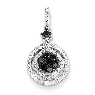 0.5 Carat 14K White Gold Black & White Diamond Circle Pendant