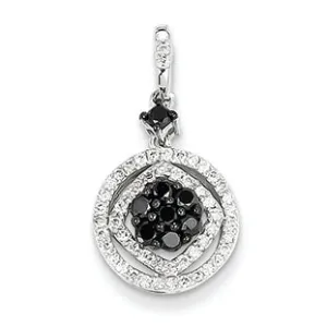 0.5 Carat 14K White Gold Black & White Diamond Circle Pendant