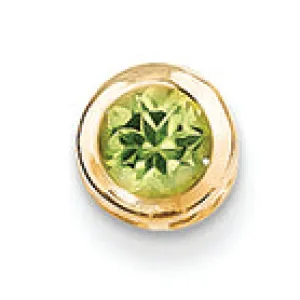 0.6 Carat 14K Gold 5mm Peridot bezel pendant