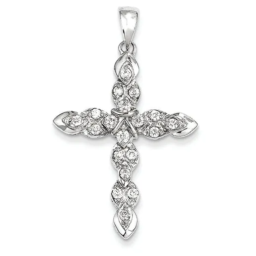 0.6 Carat 14K White Gold Diamond Cross Pendant
