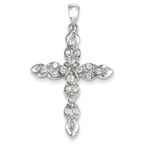 0.6 Carat 14K White Gold Diamond Cross Pendant