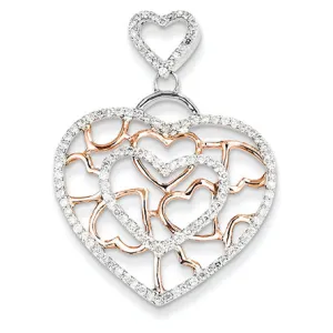 0.7 Carat 14K Gold Two-tone Diamond Multi-Heart Pendant Slide