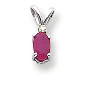 0.7 Carat 14K White Gold 6x4mm Oval Ruby Diamond pendant