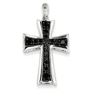 0.7 Carat 14K White Gold White & Black Diamond Cross Pendant