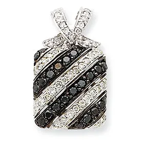 0.8 Carat 14K White Gold Black & White Diamond Pendant