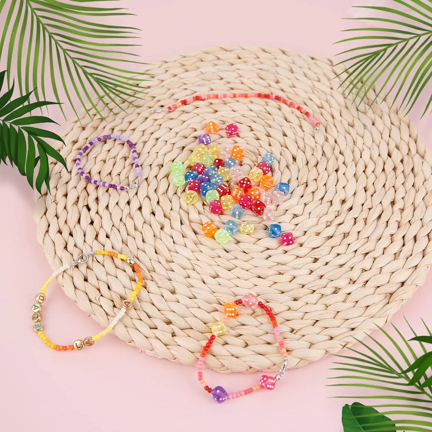 100 Pcs 0.3 Inch DIY Clear Colorful Acrylic Dice Shape Beads for Jewelry Making Bracelets Necklaces Earring Key Chains(100)