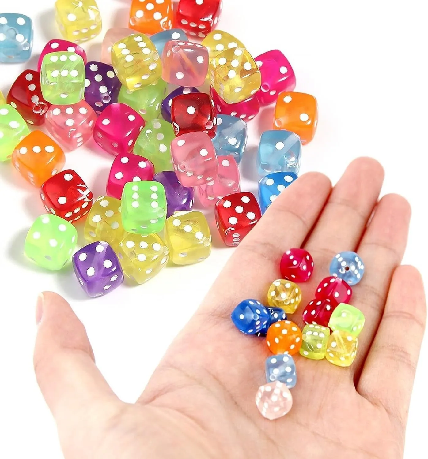 100 Pcs 0.3 Inch DIY Clear Colorful Acrylic Dice Shape Beads for Jewelry Making Bracelets Necklaces Earring Key Chains(100)