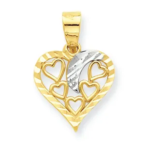 10K Gold & Rhodium Heart Charm